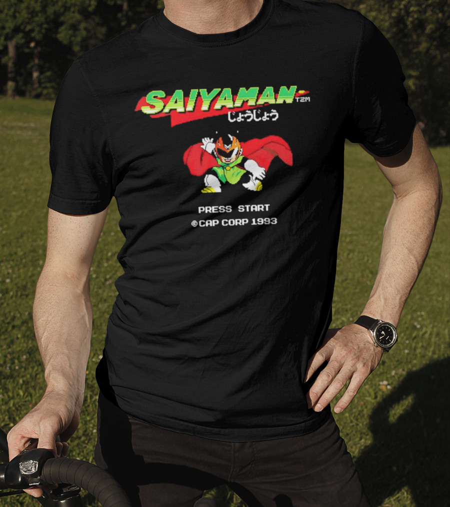SAIYAMAN Press Start ©CAP CORP 1993 Vintage Game Gohan Rocks T-Shirt