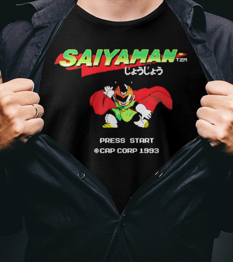 SAIYAMAN Press Start ©CAP CORP 1993 Vintage Game Gohan Rocks T-Shirt