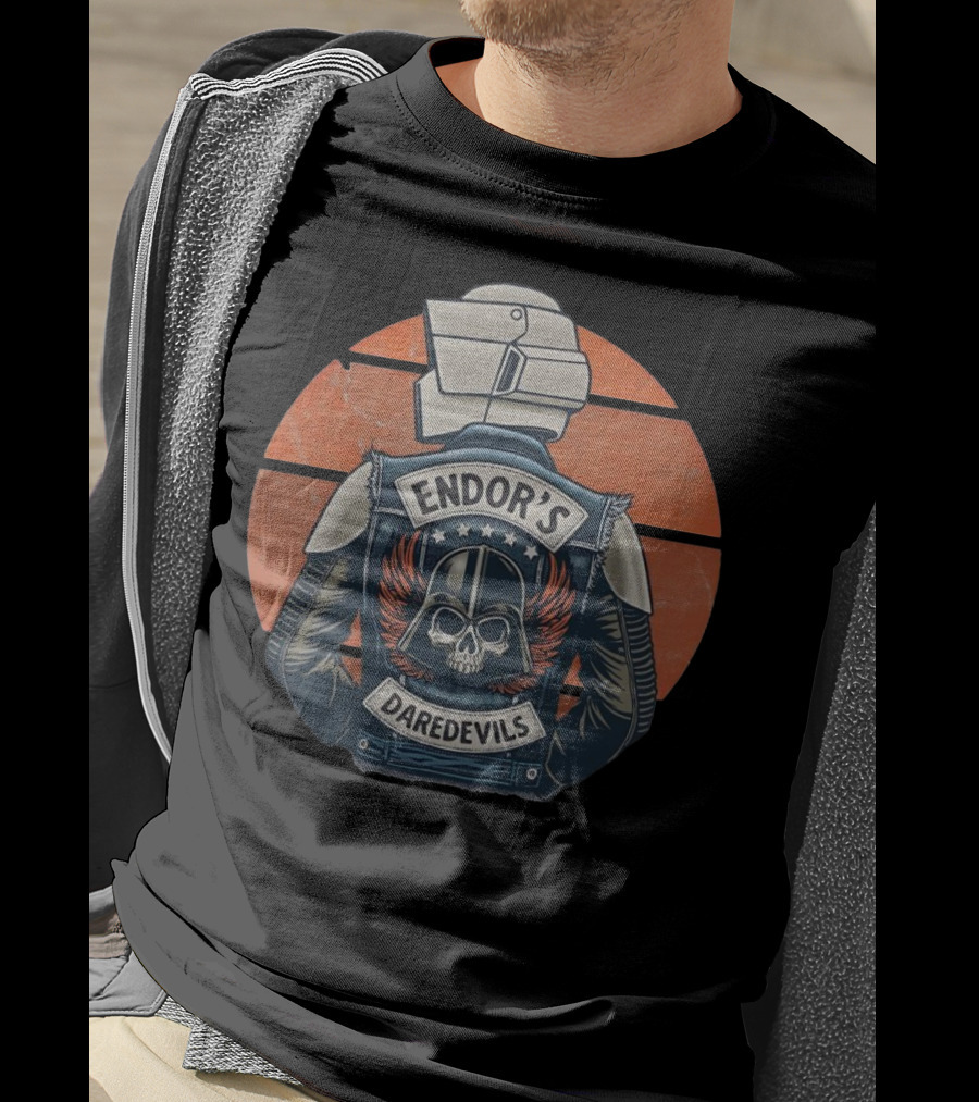Imperial Biker Scout Club Endor’s Daredevils Vintage Skull Jacket T-Shirt