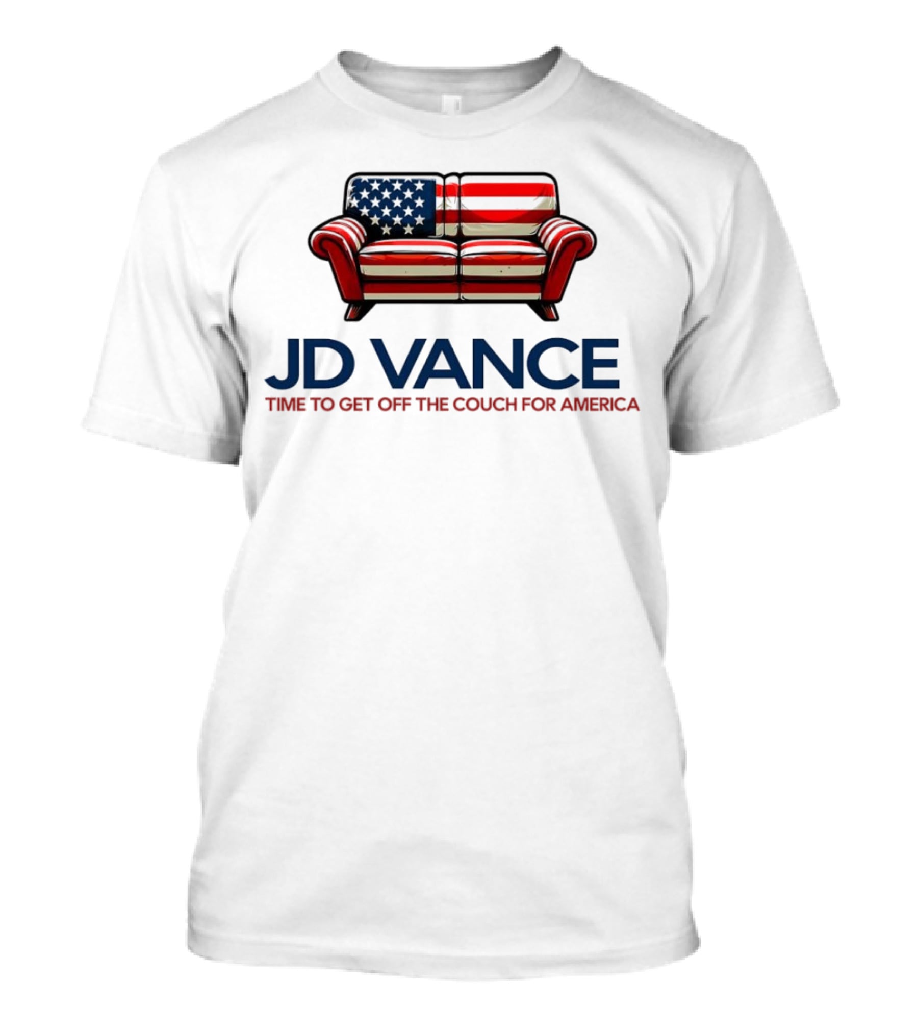 JD Vance Time To Get Off The Couch For America USA Flag Couch T-Shirt