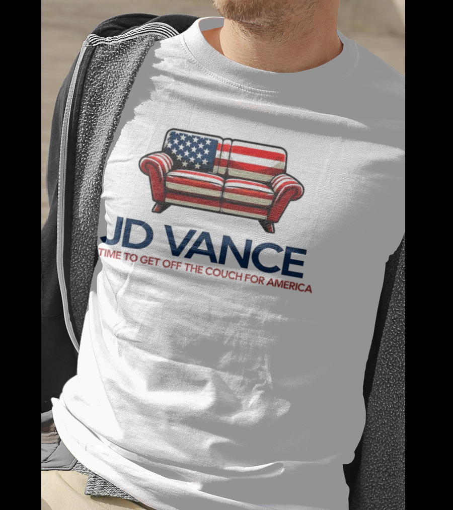 JD Vance Time To Get Off The Couch For America USA Flag Couch T-Shirt