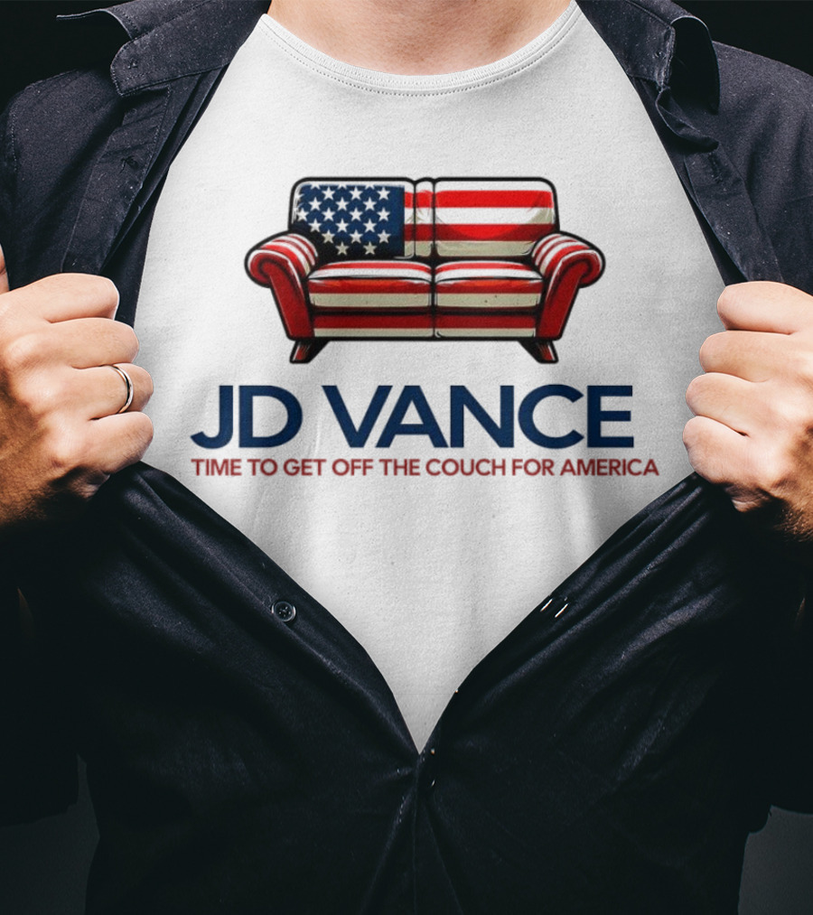 JD Vance Time To Get Off The Couch For America USA Flag Couch T-Shirt