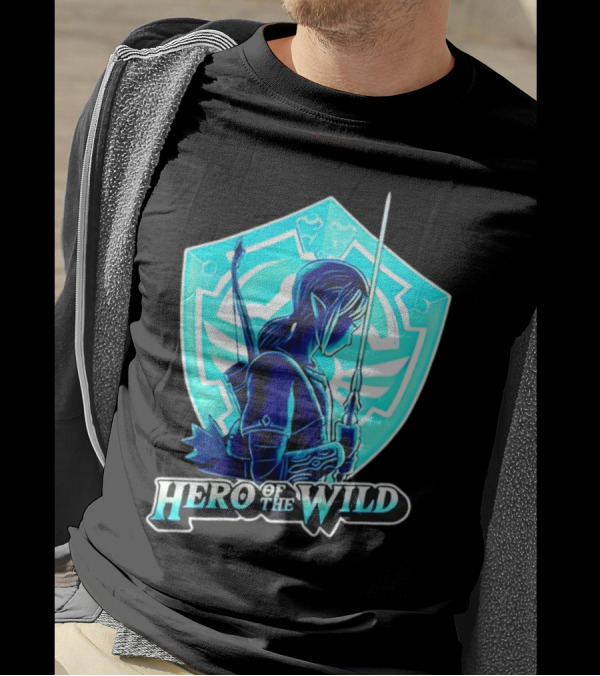 Hero Of The Wild Legend Of Zelda Link Blue Sword And Shield T-Shirt