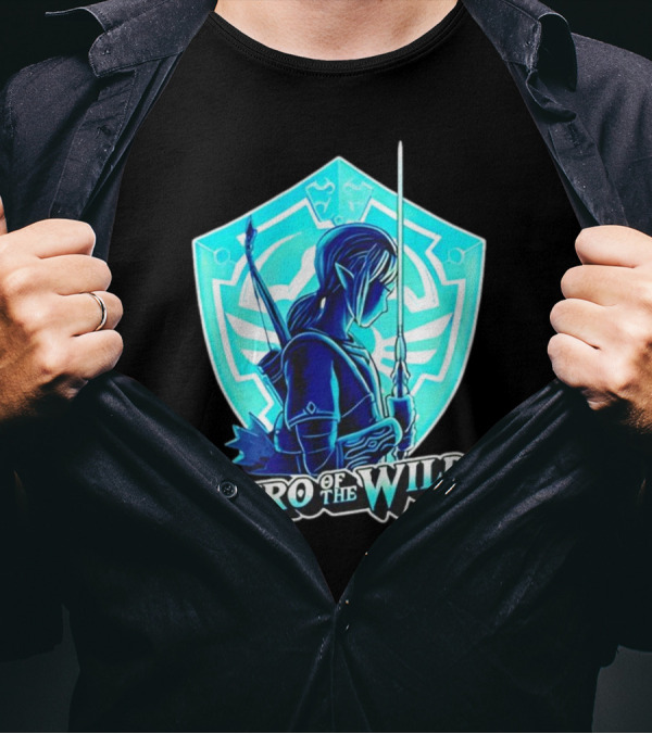 Hero Of The Wild Legend Of Zelda Link Blue Sword And Shield T-Shirt
