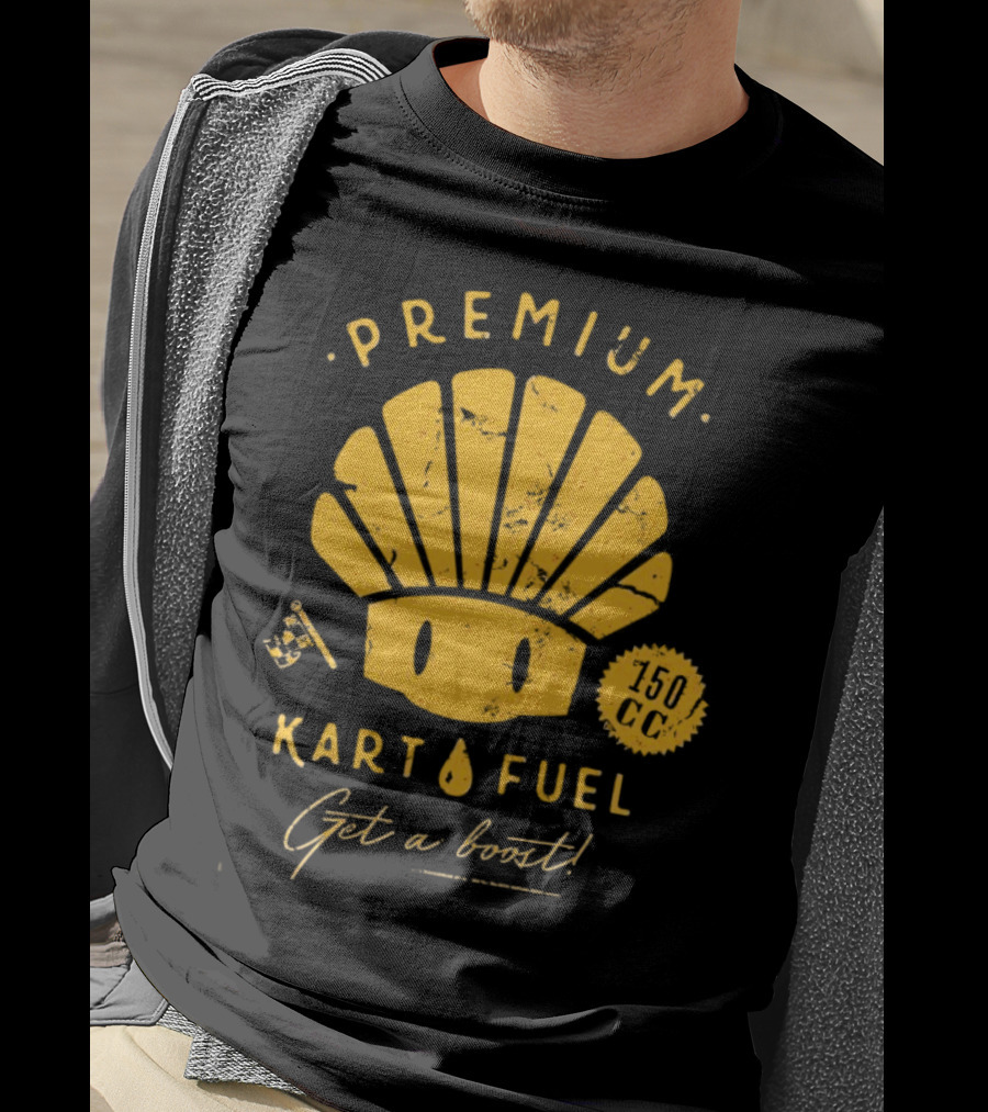 Mario Kart Premium Yellow Shell Kart Fuel 150cc Get A Boost T-Shirt