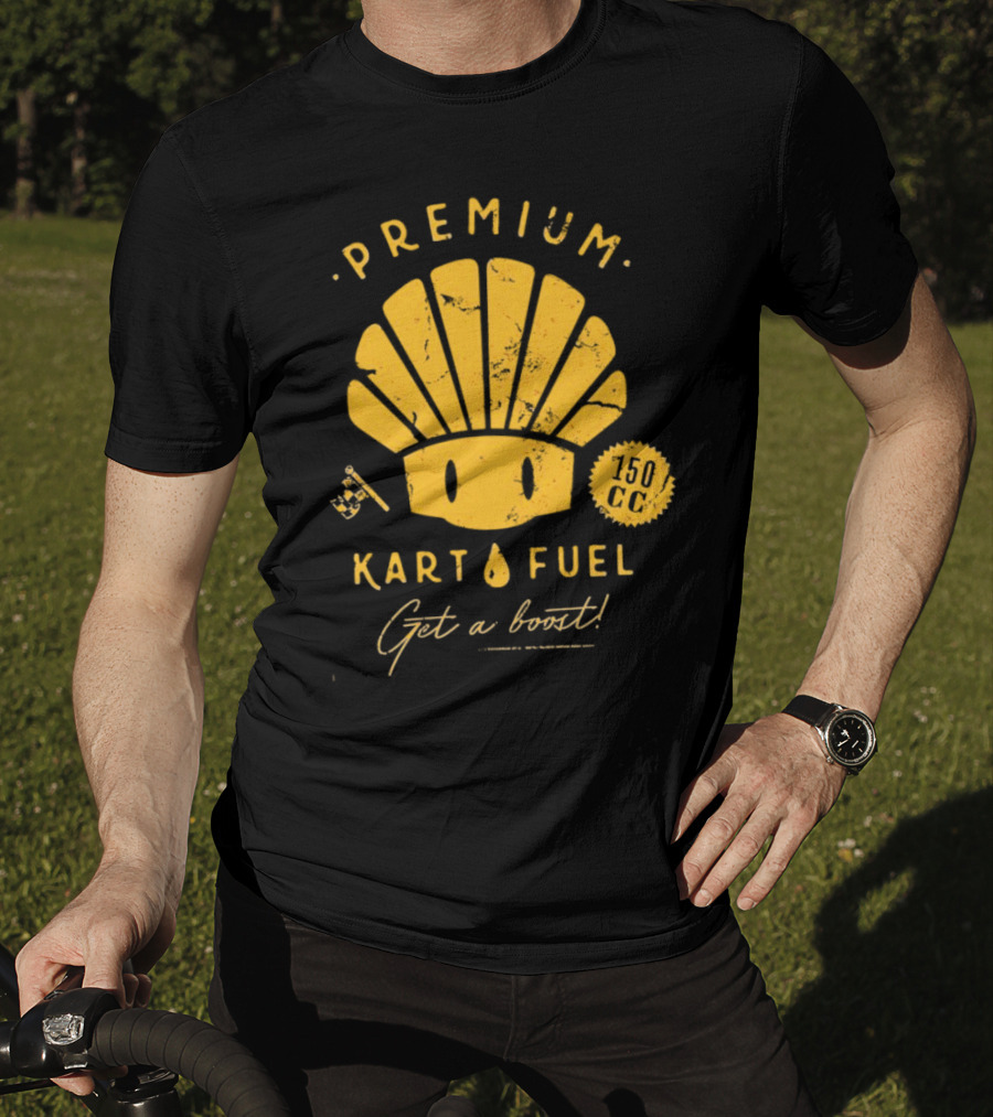 Mario Kart Premium Yellow Shell Kart Fuel 150cc Get A Boost T-Shirt