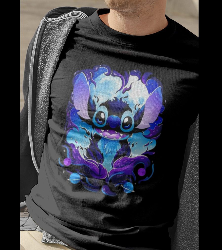 Stitch Experiment 626 Cosmic Darkness Cartoon T-Shirt