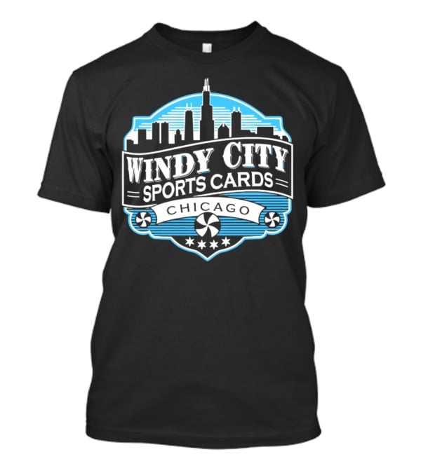Windy City Sports Cards Chicago Skyline With Stars And Peppermint Swirls T-Shirt