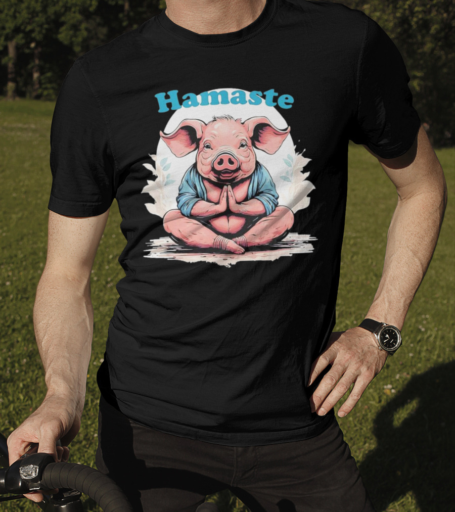 Hamaste Schwein Yoga Namaste Nationaler Humor T-Shirt