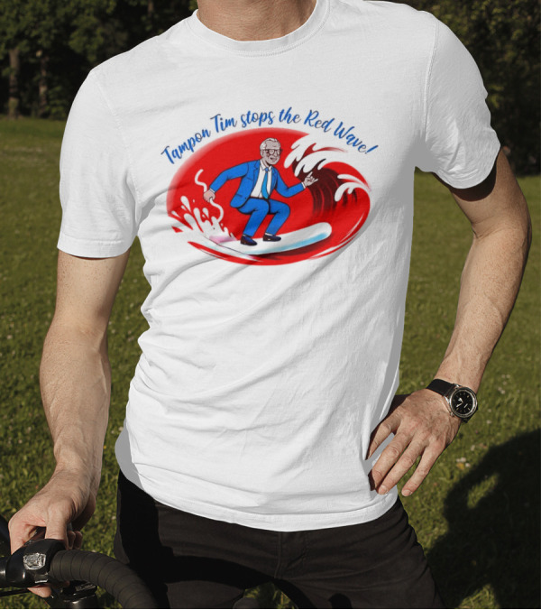 Tampon Tim Stops The Red Wave Surfing Cartoon T-Shirt