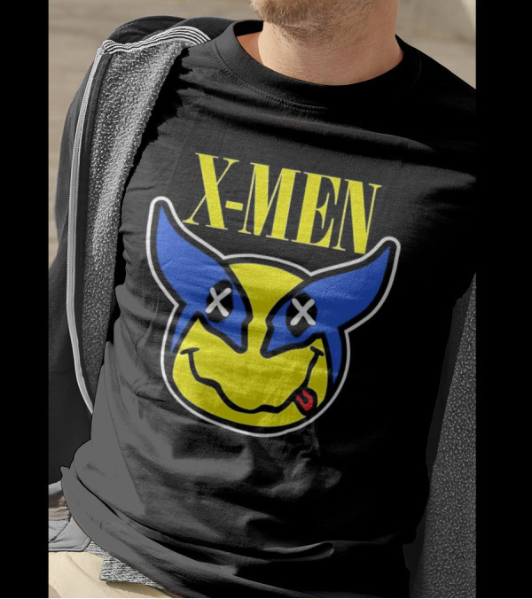 X-Men Wolverine Nirvana Smiley Face Crossover T-Shirt