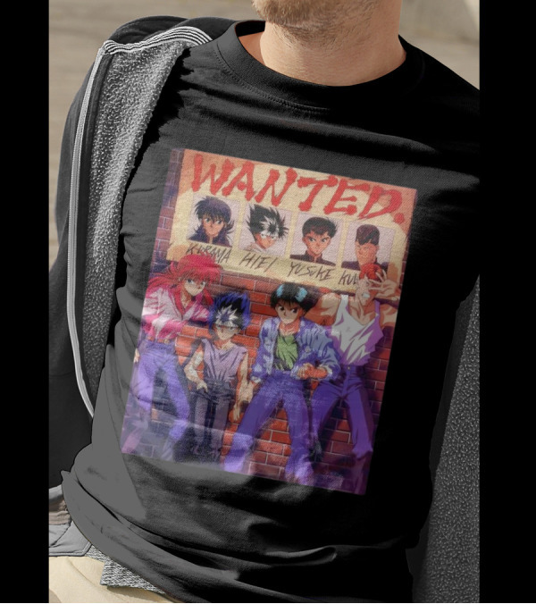 Yu Yu Hakusho 1992 Wanted Kurama Hiei Yusuke Kuwabara T-Shirt