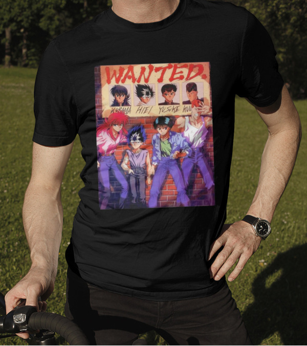 Yu Yu Hakusho 1992 Wanted Kurama Hiei Yusuke Kuwabara T-Shirt