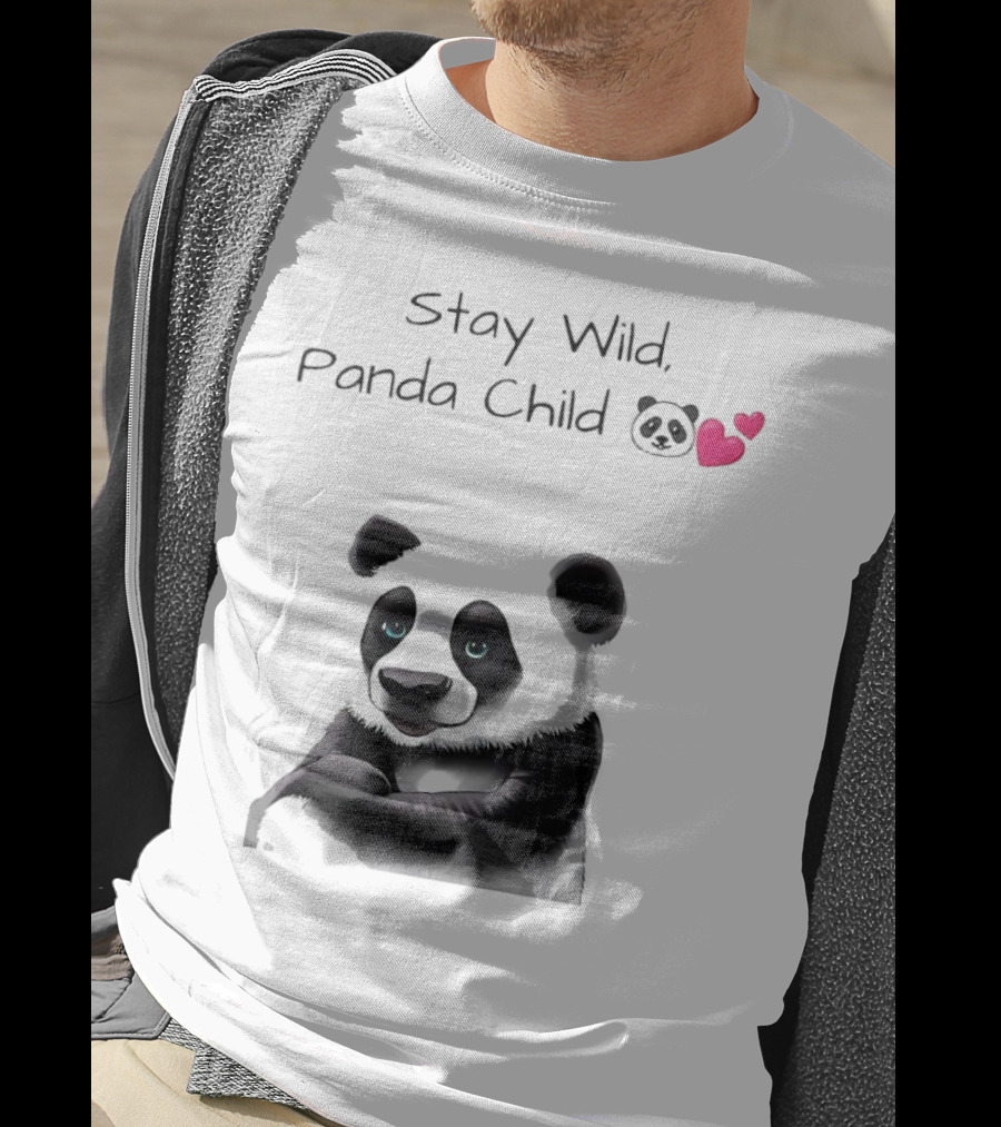 Stay Wild Panda Child Cute Emoji Panda Hearts T-Shirt