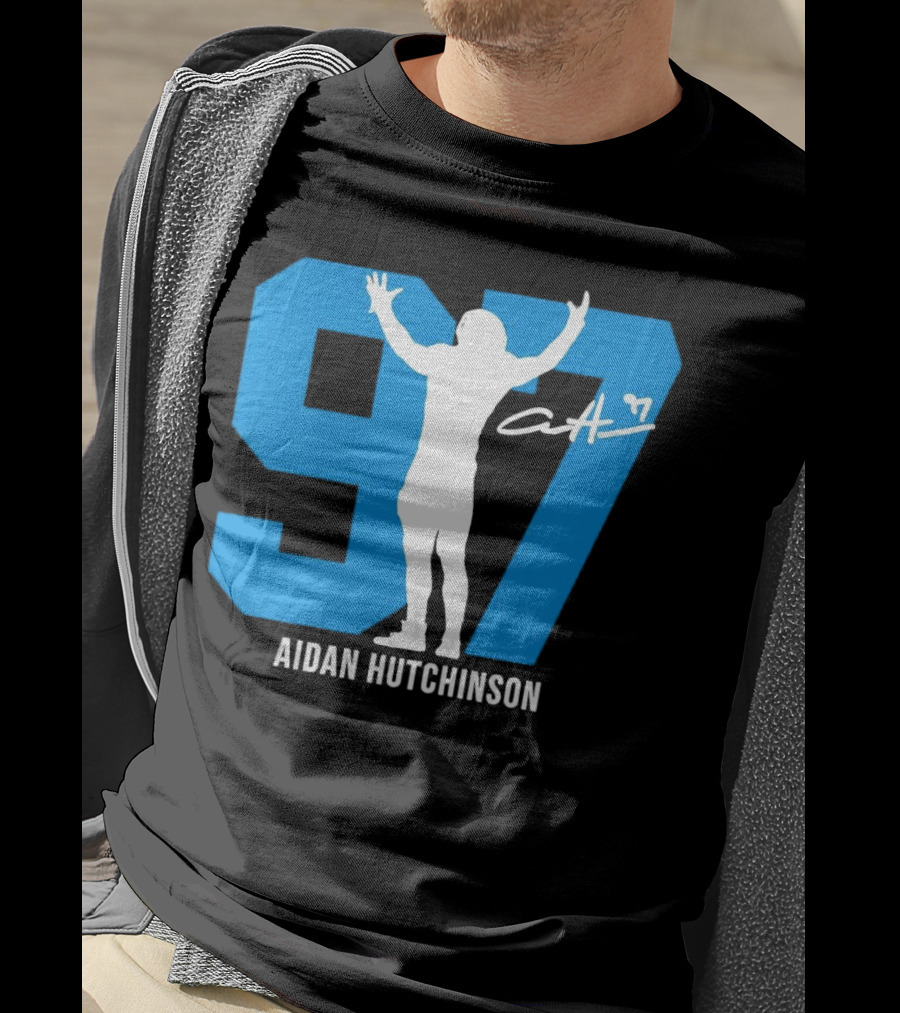 Aidan Hutchinson 97 Detroit Lions Silo Signature T-Shirt