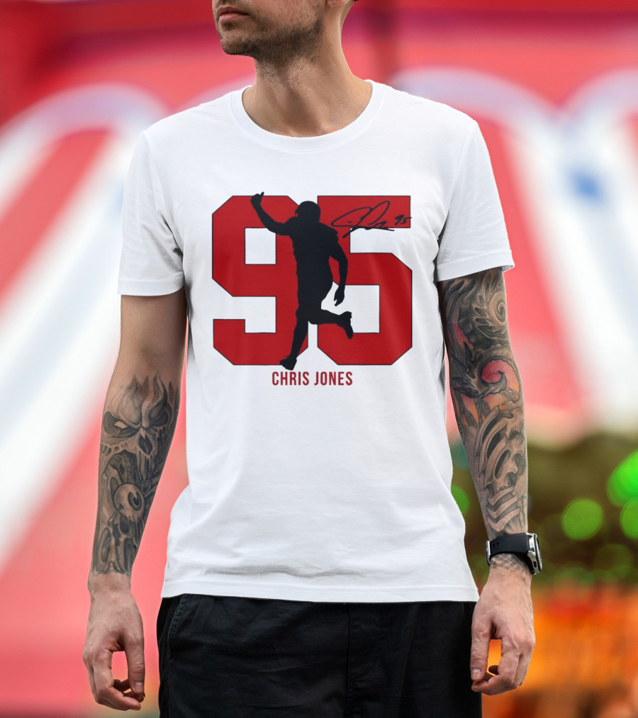 Chris Jones 95 Kansas City Chiefs Silo Signature Action Number T-Shirt