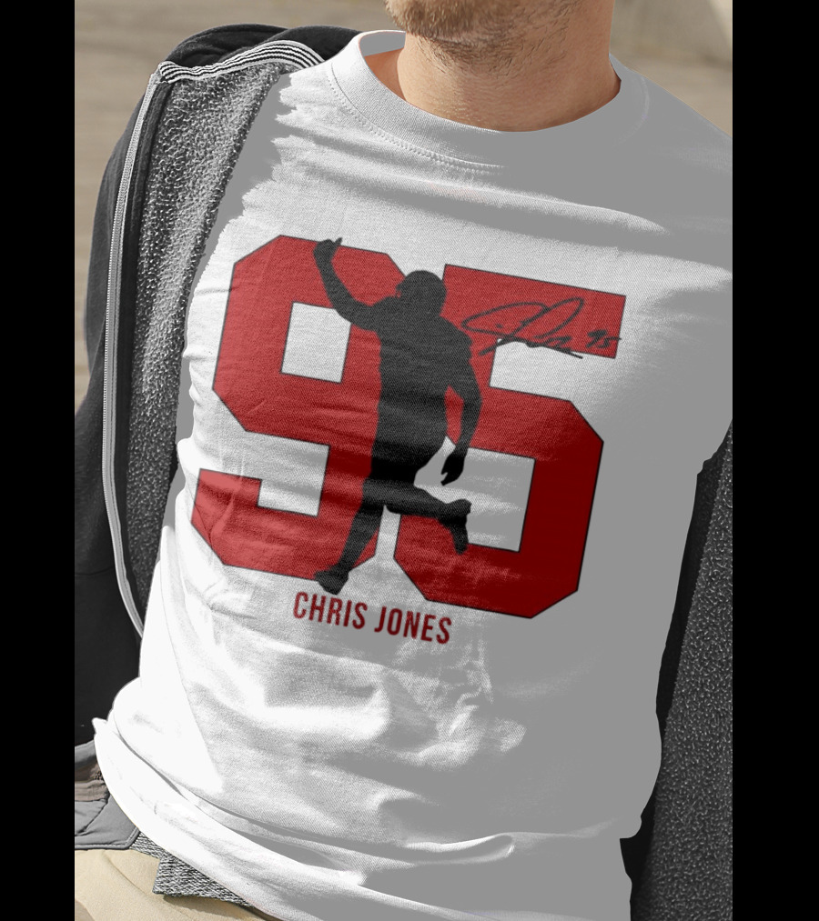 Chris Jones 95 Kansas City Chiefs Silo Signature Action Number T-Shirt
