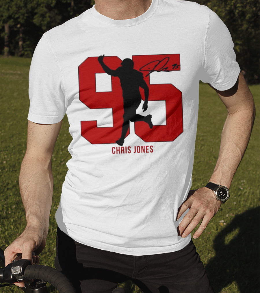 Chris Jones 95 Kansas City Chiefs Silo Signature Action Number T-Shirt