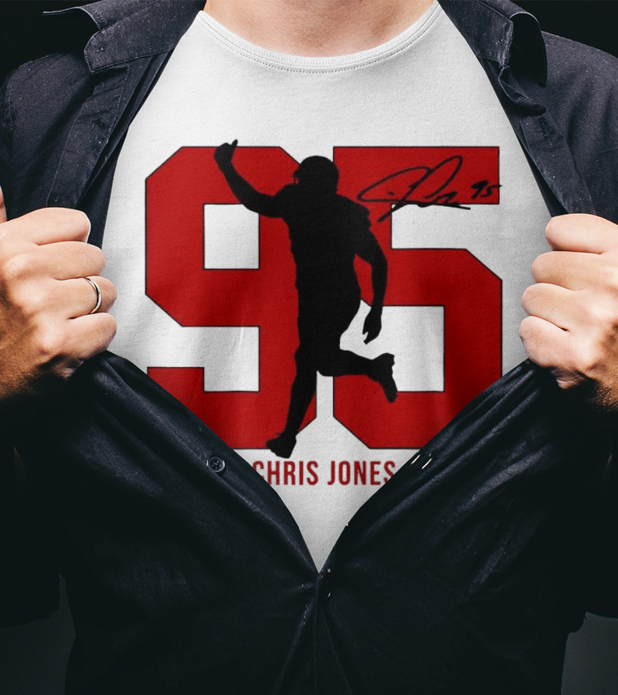 Chris Jones 95 Kansas City Chiefs Silo Signature Action Number T-Shirt