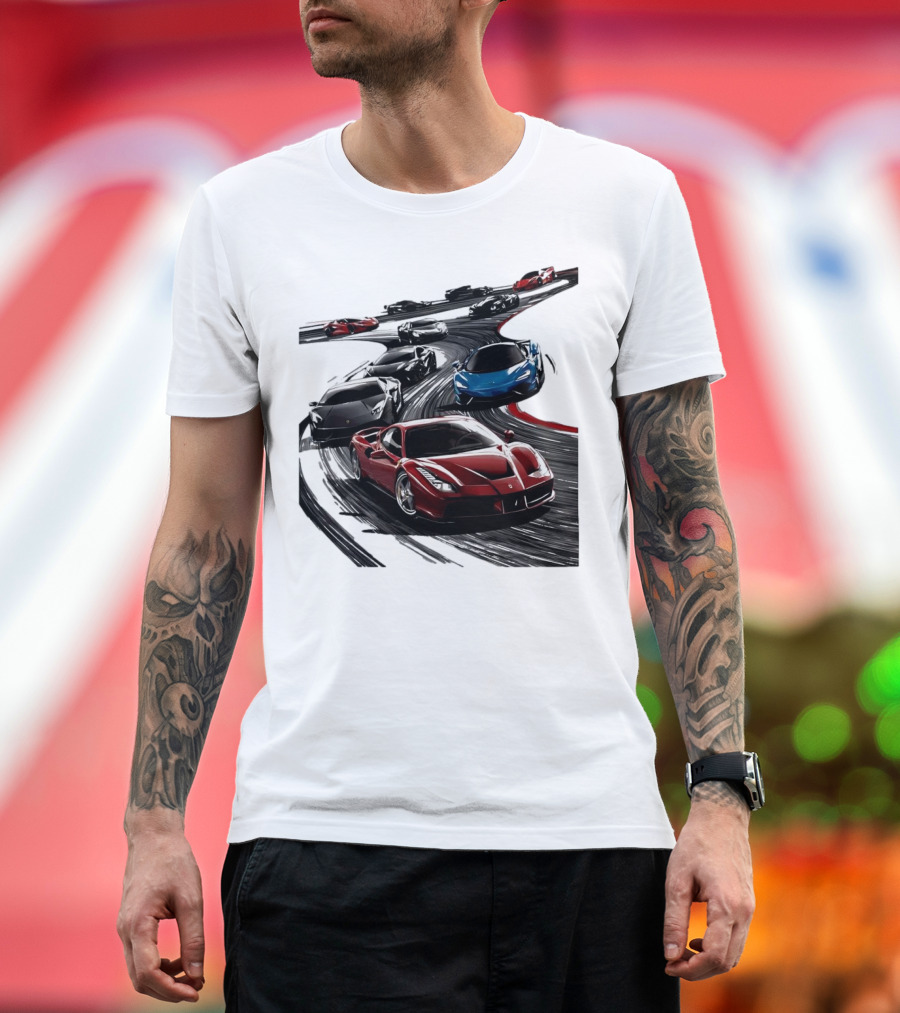 Furious Speed Race Cars Ferrari Lamborghini McLaren Track Racing T-Shirt
