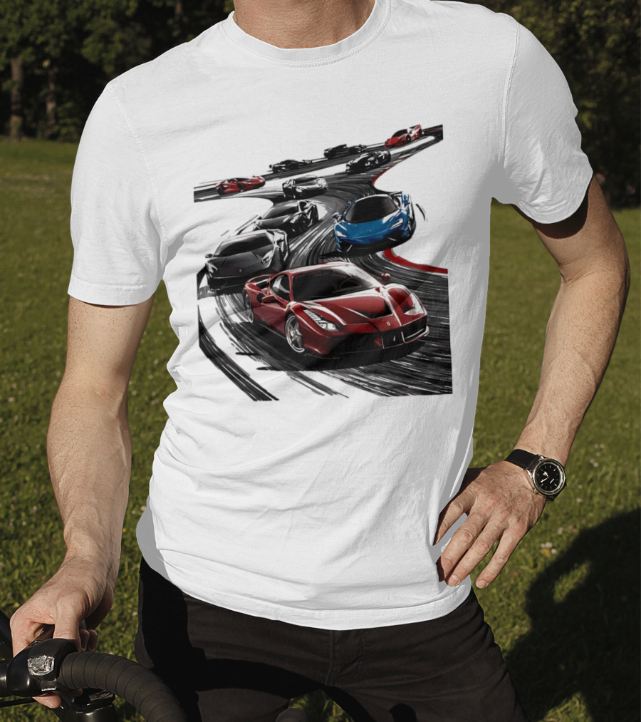 Furious Speed Race Cars Ferrari Lamborghini McLaren Track Racing T-Shirt