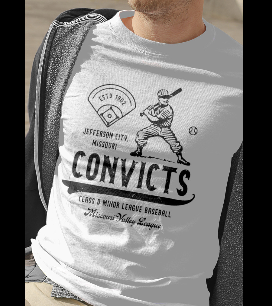 Jefferson City Convicts Missouri Valley League Baseball Estd 1902 T-Shirt