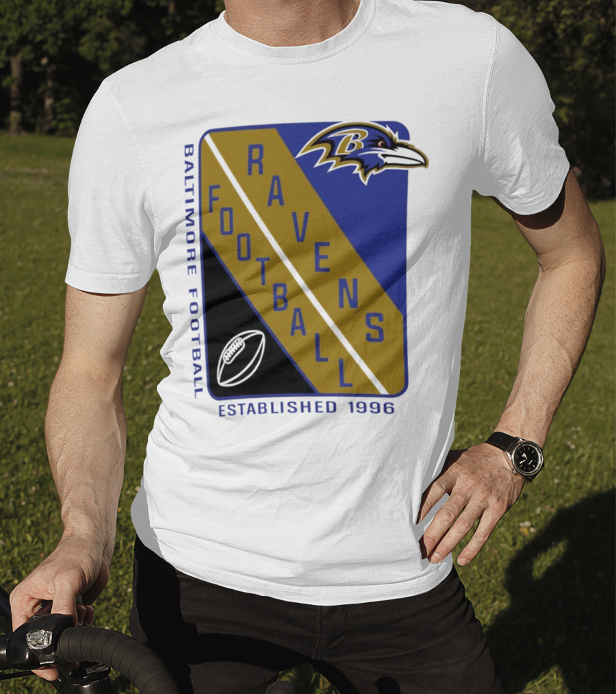 Baltimore Ravens Football Established 1996 Shield Logo Ravens Head T-Shirt