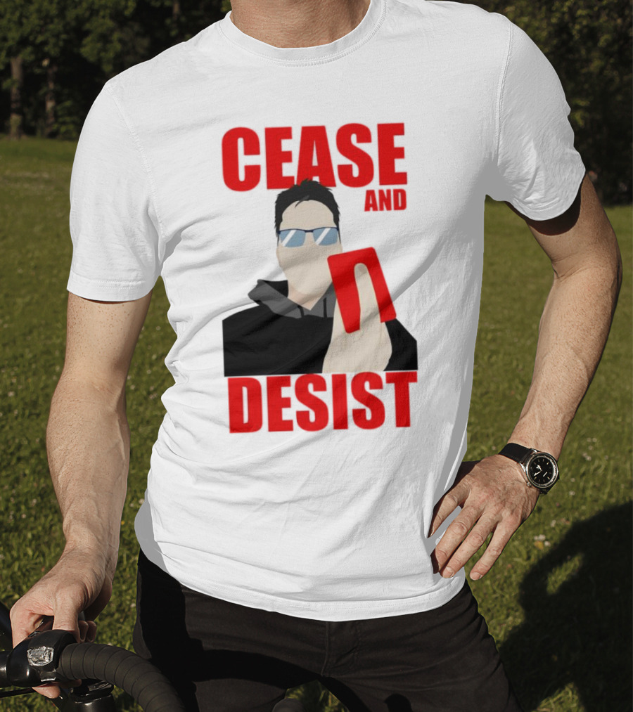 CEASE AND DESIST Red Card Warning T-Shirt
