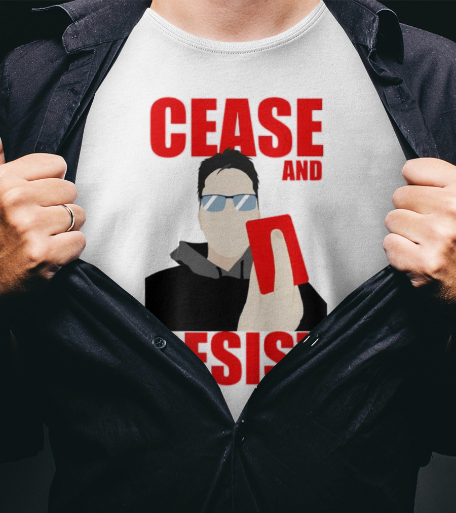 CEASE AND DESIST Red Card Warning T-Shirt