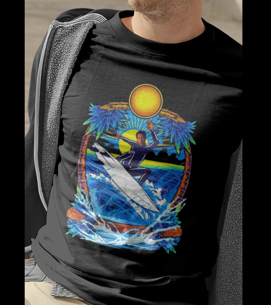 Chill With Water Surfing Under The Sun And Palm Trees T-Shirt