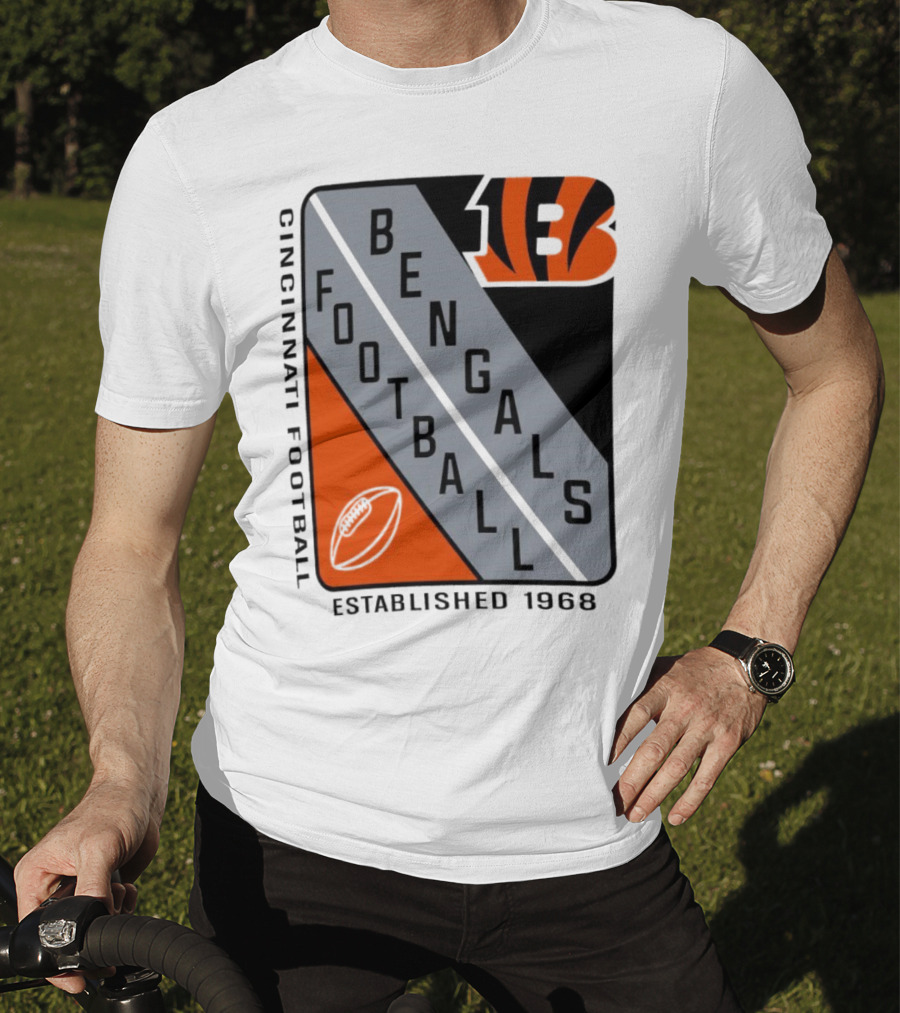 Cincinnati Bengals Football Shield Established 1968 Football Bengals Cincinnati Football T-Shirt