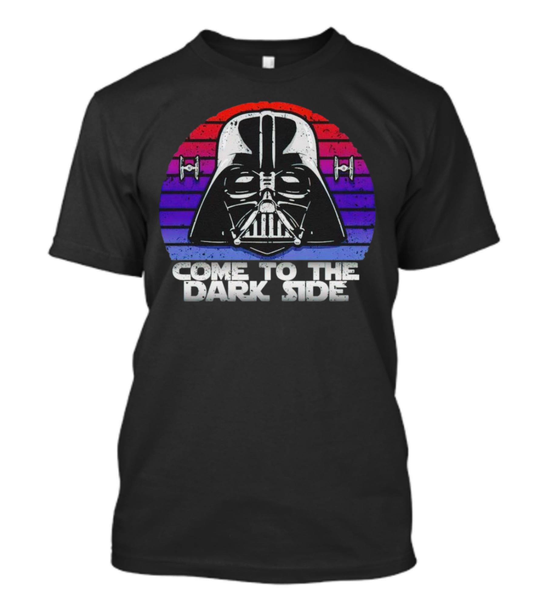 Darth Vader Come To The Dark Side Retro Stripes With Tie Fighters T-Shirt