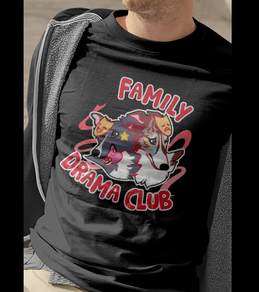 FAMILY DRAMA CLUB Dog Faces With Theater Masks T-Shirt
