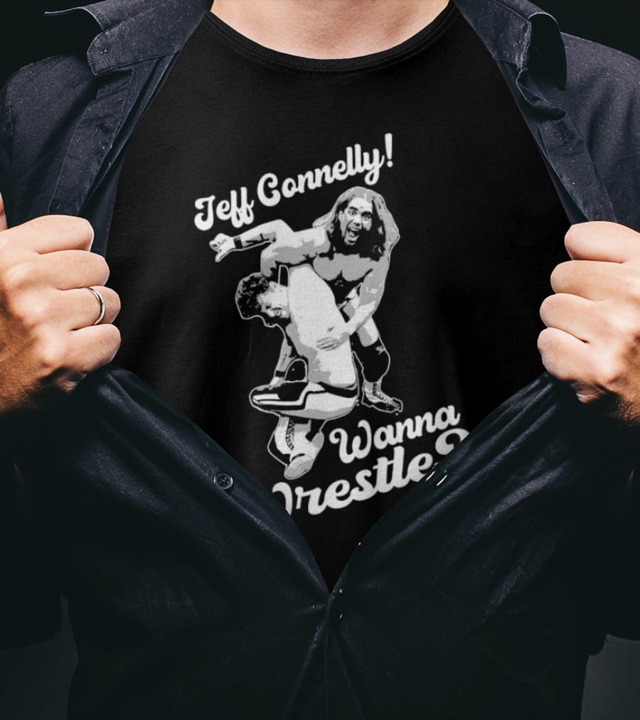 Jeff Connelly Ready To Rumble Wanna Wrestle Bold Wrestling Challenge T-Shirt