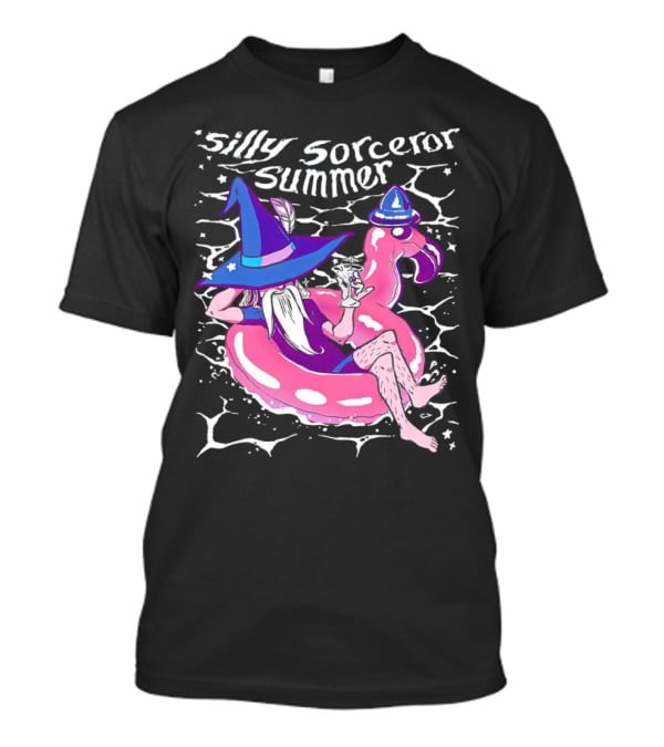 Silly Sorceror Summer Wizard In Flamingo Float With Sweet Tea T-Shirt