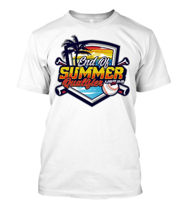 End Of Summer Qualifier USSSA South Carolina Baseball 2024 Palm Tree Beach Sunset T-Shirt