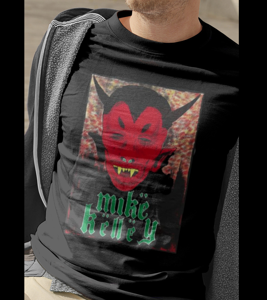 Mike Kelley Satan's Nostrils Devil Face Red With Green Gothic Text T-Shirt