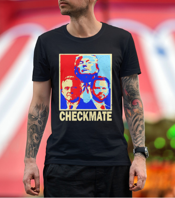 Premium T-Shirt: Trump Vance Kennedy Checkmate 2024 Bold Red Blue T-Shirt Trump Vance Kennedy Checkmate 2024 Bold Red Blue T-Shirt