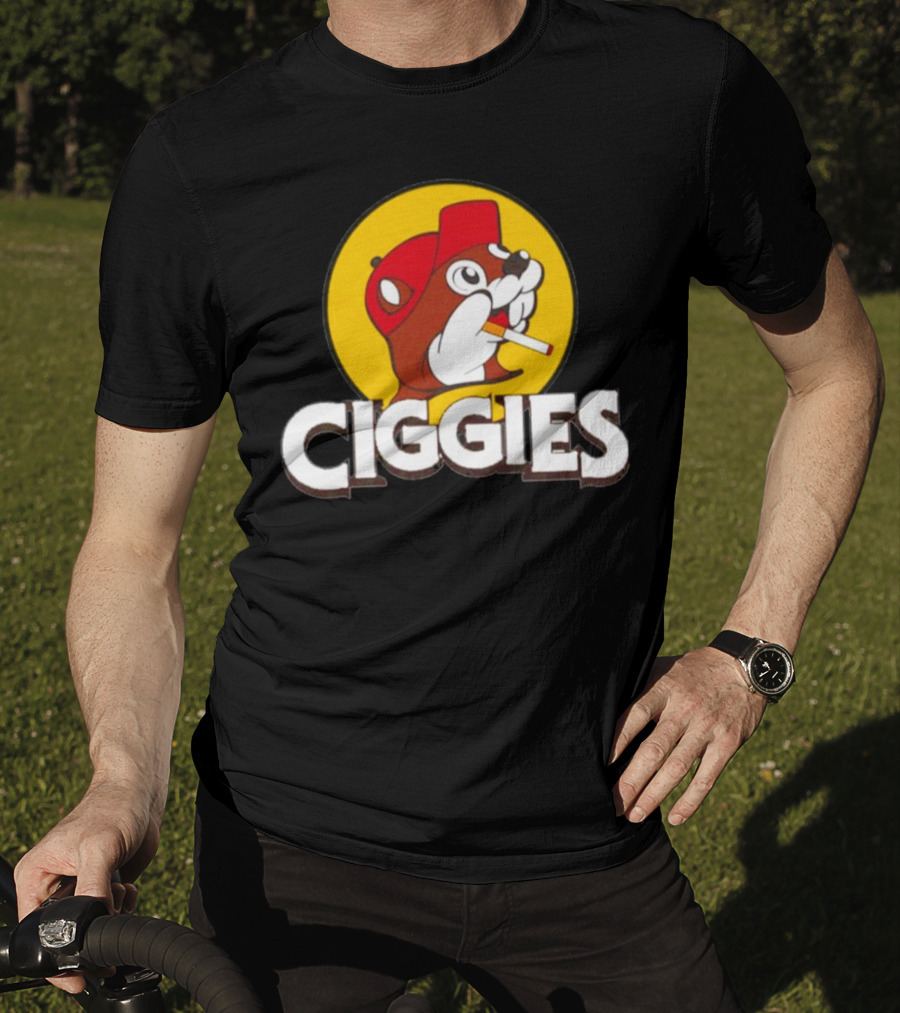 Ciggies Beanie Cap Cartoon Rodent Smoking T-Shirt