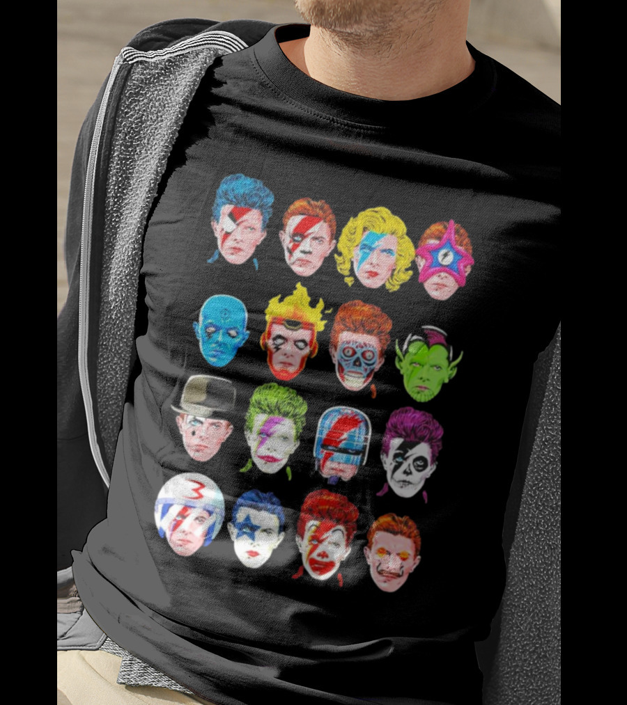 Ziggy Stardust Aladdin Sane Cartoon Pop Art Floating Heads T-Shirt