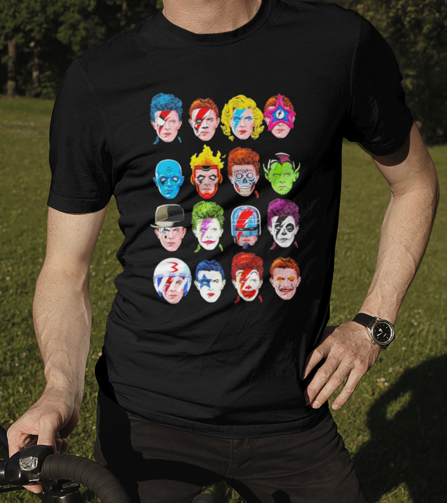 Ziggy Stardust Aladdin Sane Cartoon Pop Art Floating Heads T-Shirt