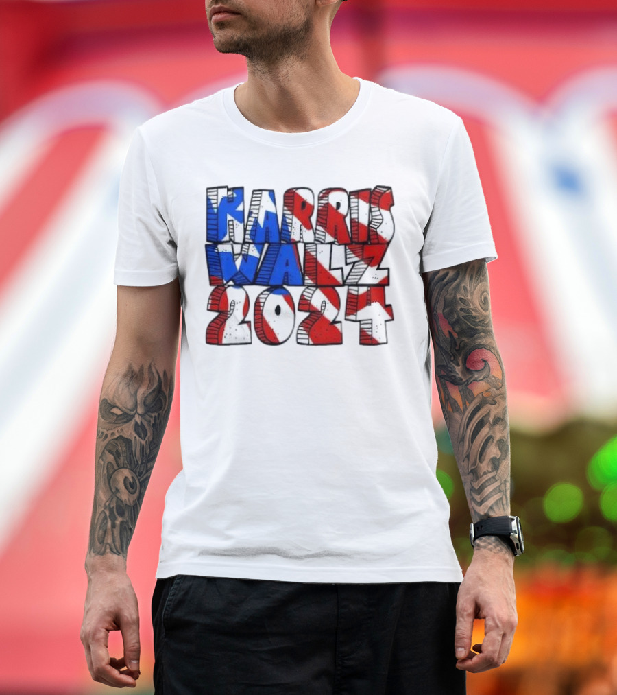 Harris Walz 2024 Red White Blue American Flag T-Shirt
