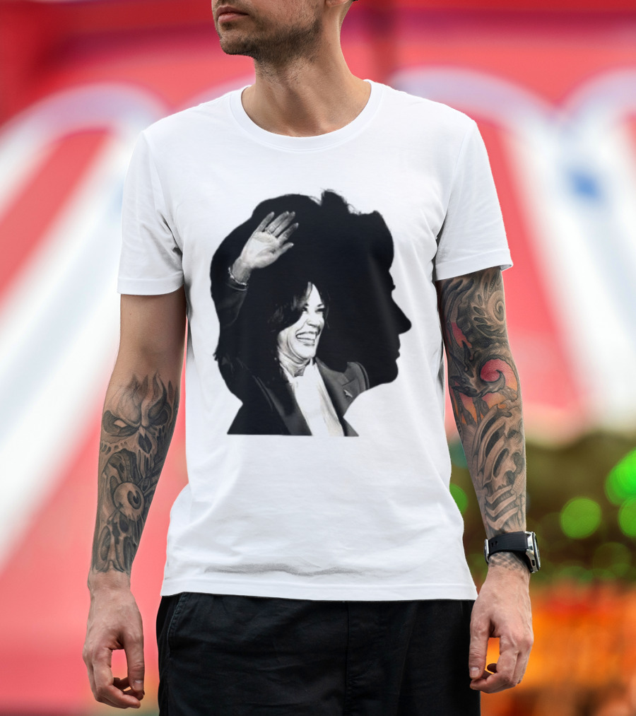 Kamala Harris Overlaid with Hillary Clinton Silhouette Image T-Shirt