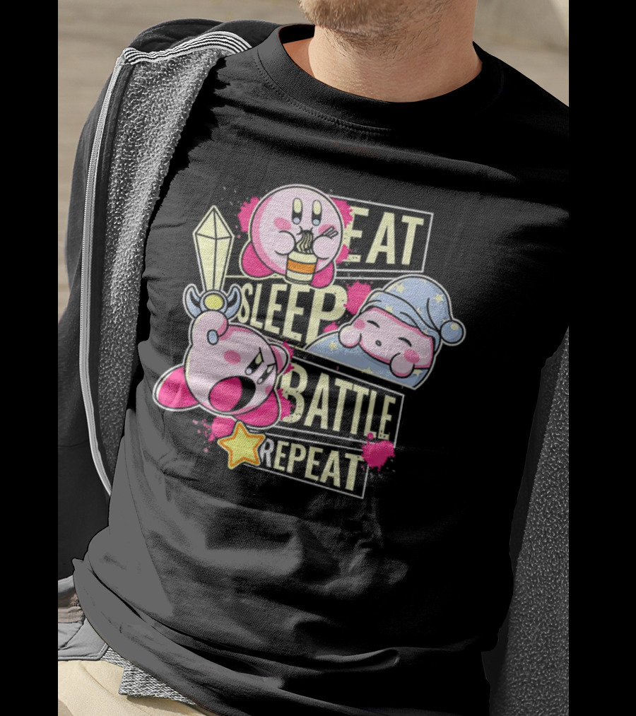 Kirby Eat Sleep Battle Repeat Game Life T-Shirt