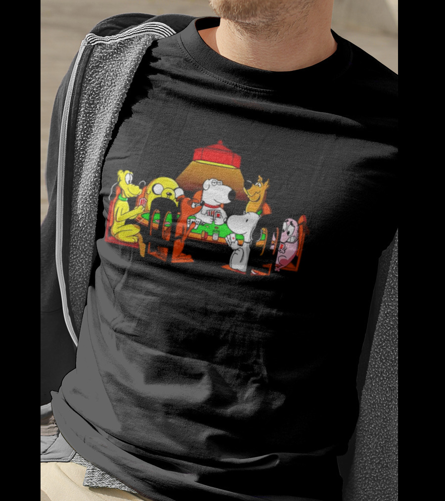 Snoopy And Dog Friends Poker Night Iconic Cartoon Characters T-Shirt