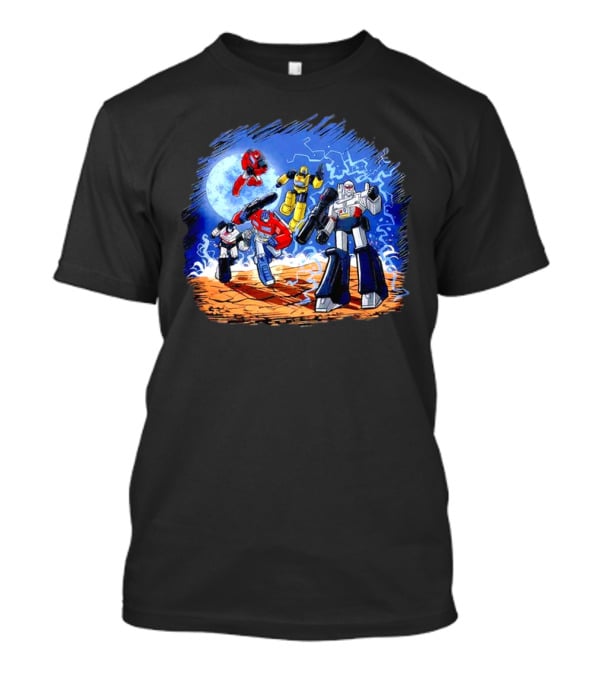 Transformers Bots Cartoon Battle Scene T-Shirt
