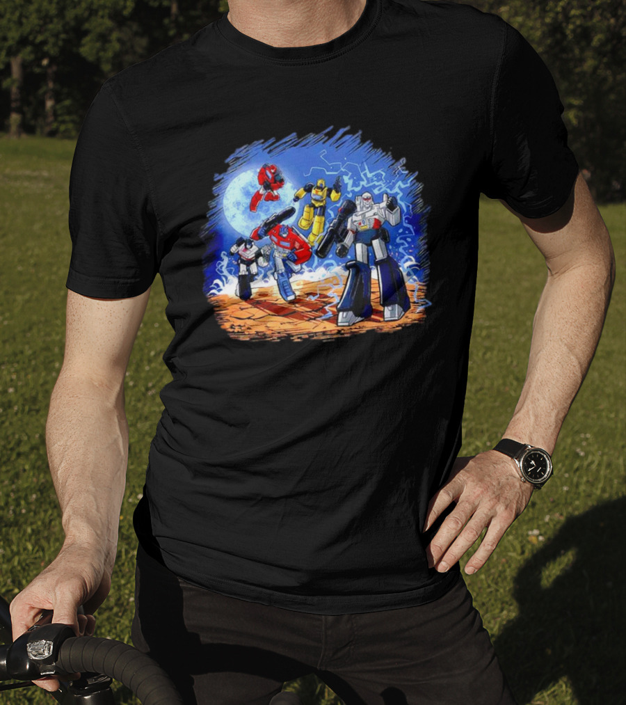 Transformers Bots Cartoon Battle Scene T-Shirt