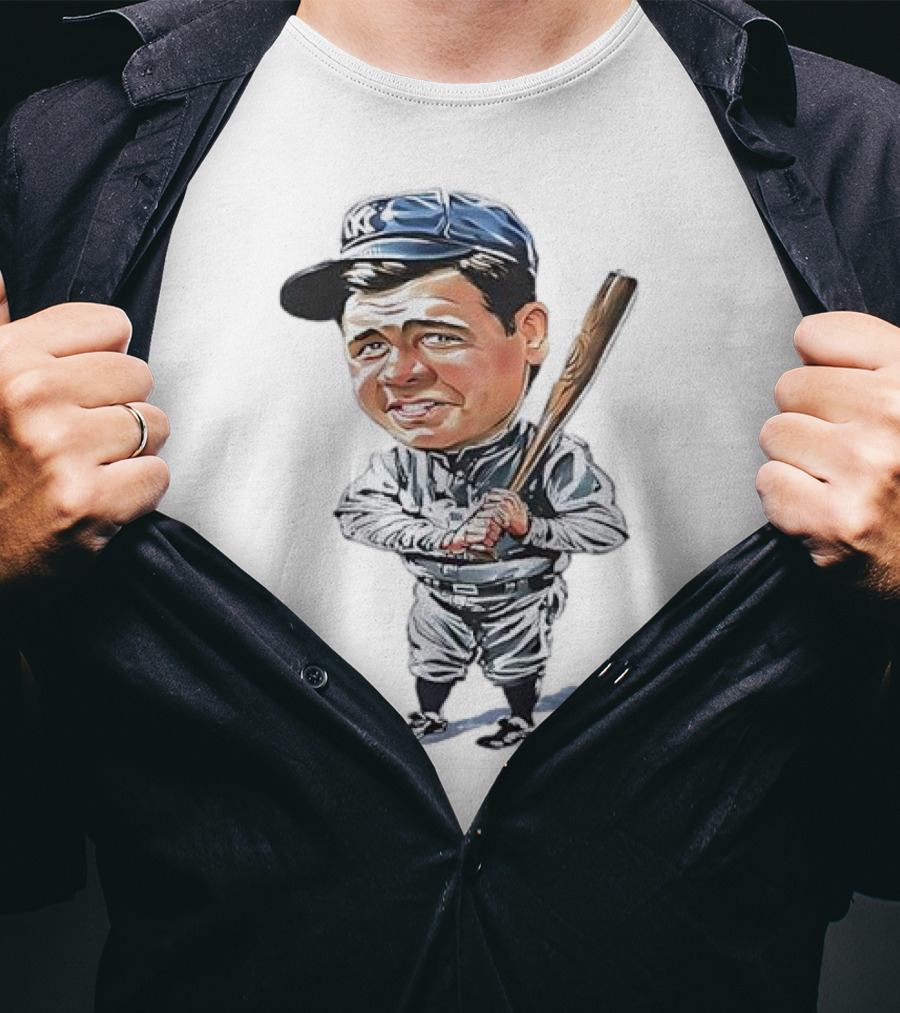 Babe Ruth NY Baseball Retro Caricature T-Shirt