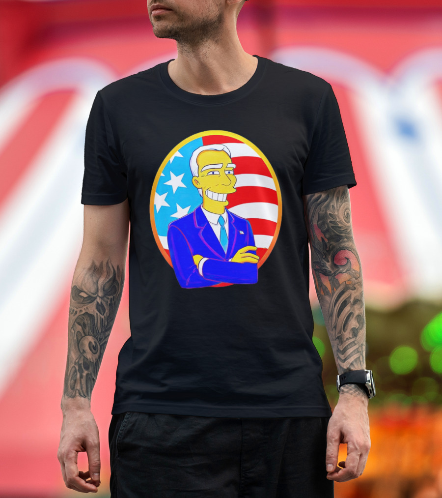Joe Biden Simpsons Cartoon USA Flag T-Shirt