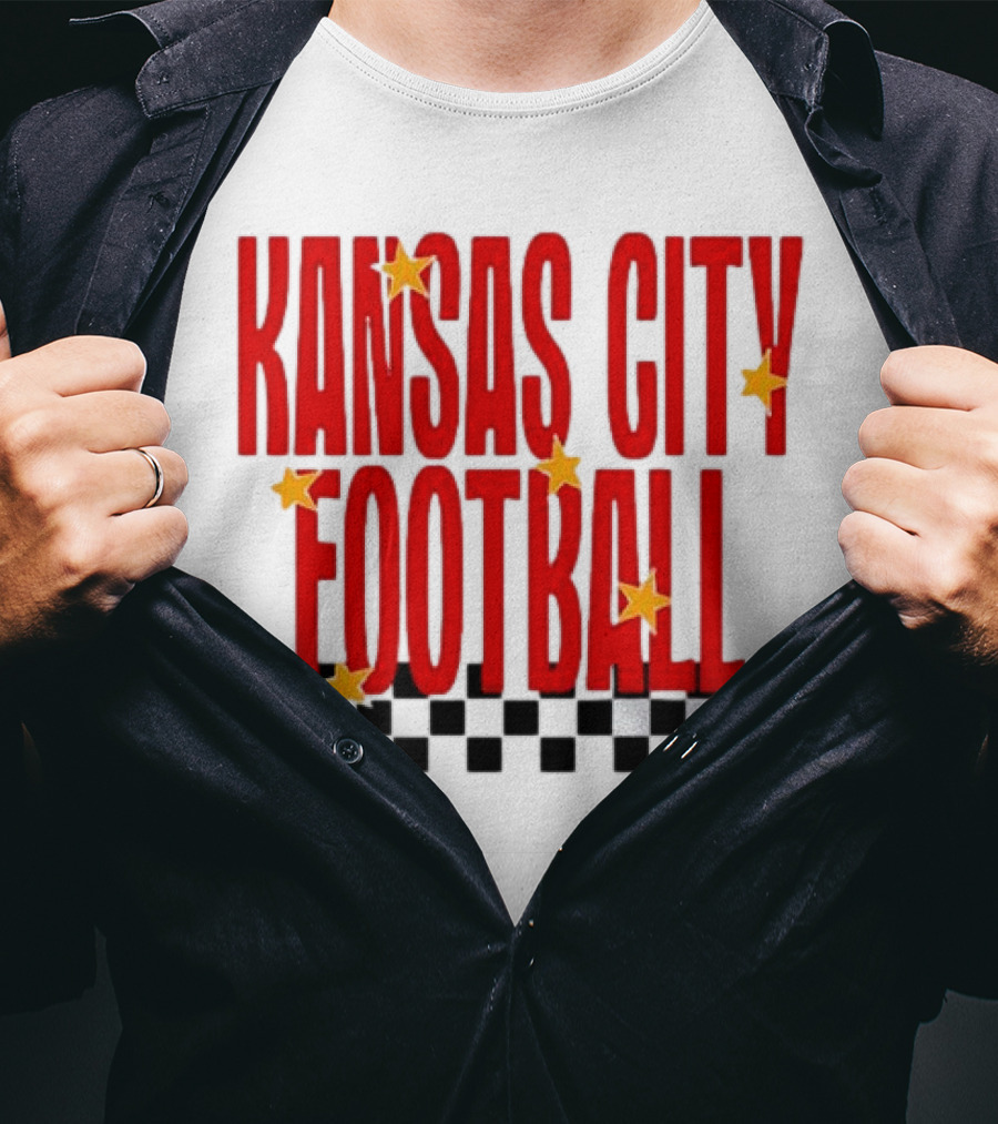KANSAS CITY FOOTBALL Red Stars Checkerboard Deep Heather T-Shirt